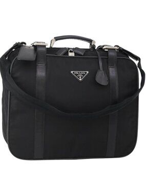 PRADA Boston Bag Nylon 2way Black Silver